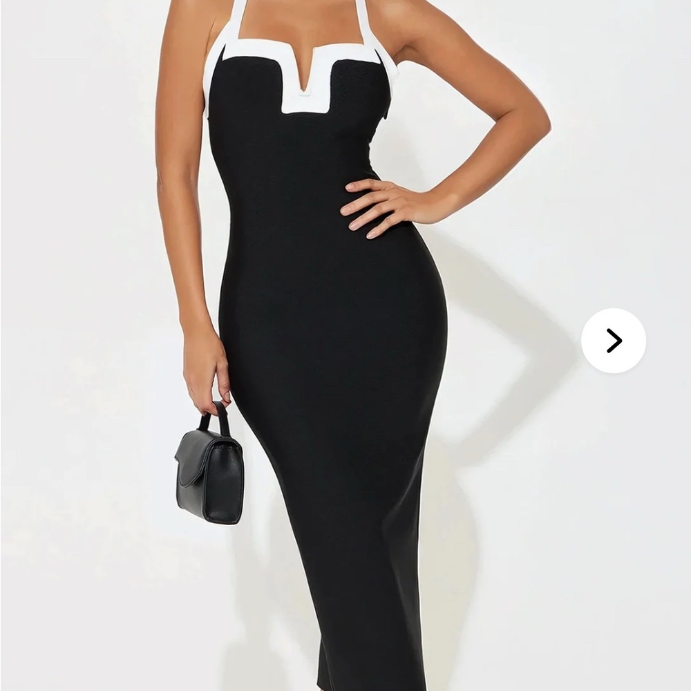 Fashion Nova Black and White Asymmetrical Dress